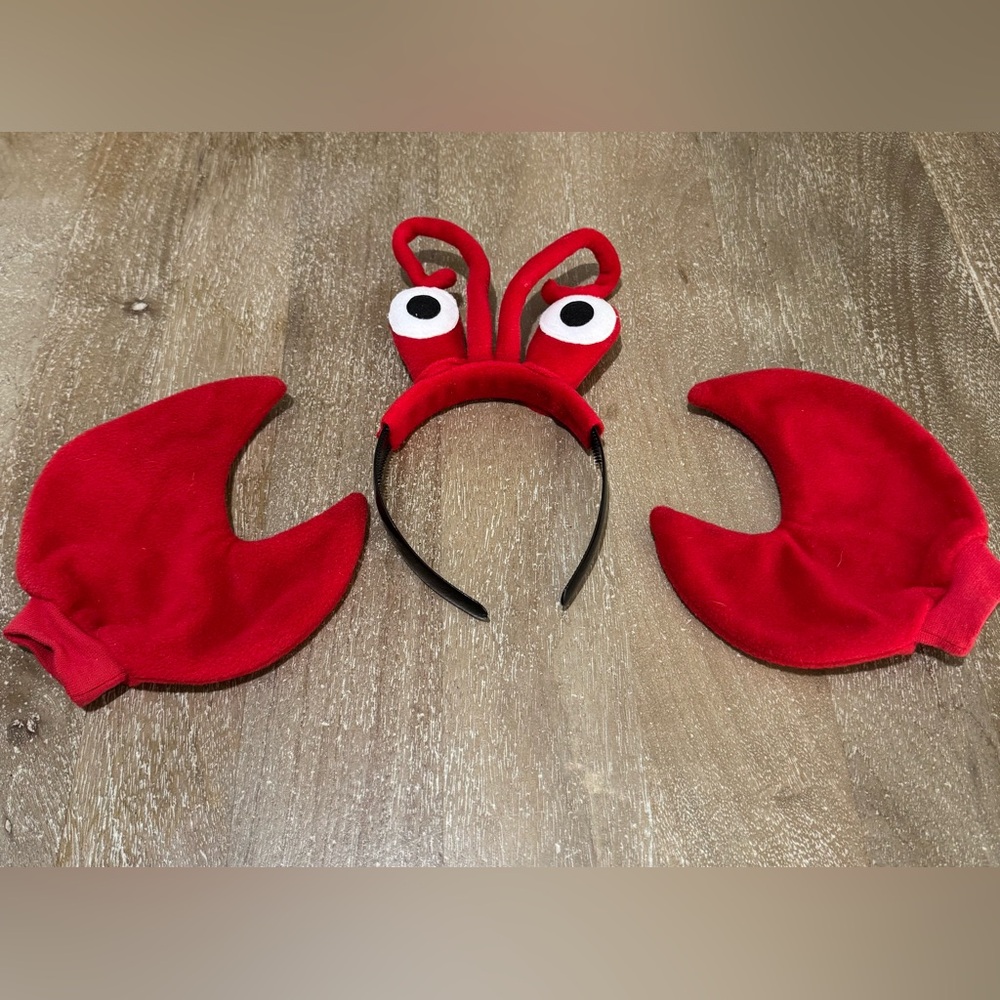 Red Crab Costume, Crab eyes headband and crab claw set, Kids Costume Set